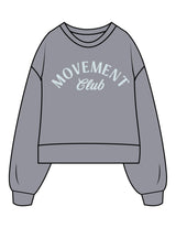The Womens Heavyweight Crop - Graphite - Movement With Chels - Chest Stacked & Back Neckline - Printed - Light Blue
