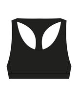The Racer Bra - Black - The Platform Studio - Center Back - Printed - White