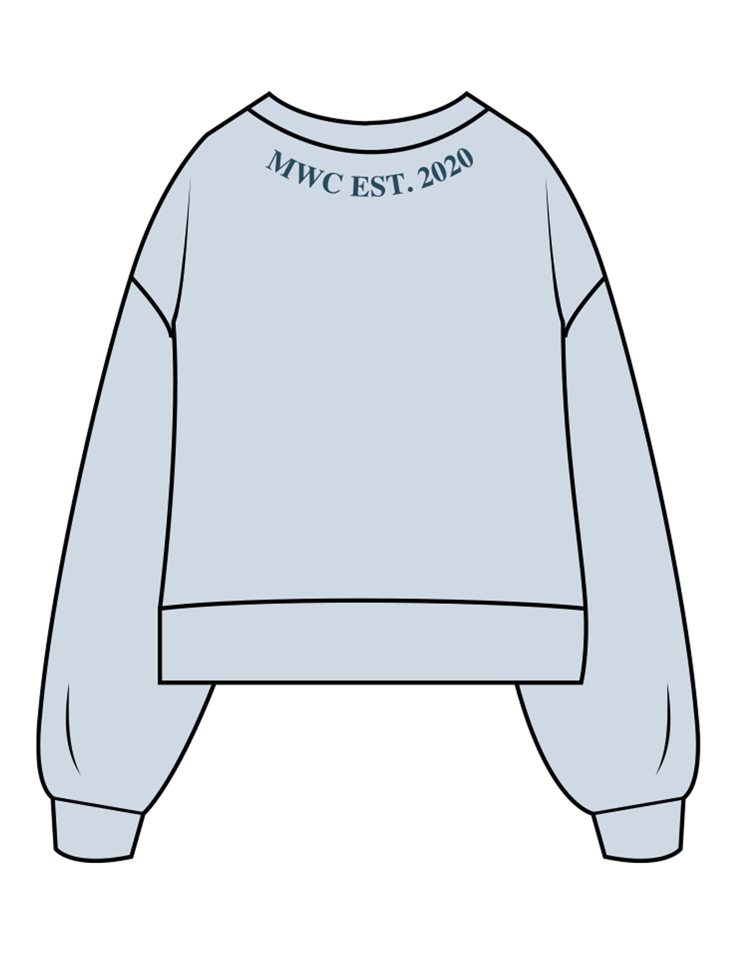 The Womens Heavyweight Crop - Denim Blue - Movement With Chels - Chest Stacked & Back Neckline - Printed - Dark Blue