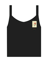 The Micro Rib Strappy Crop Tank - Black - Barnes. The Label - Left Chest Flower - Printed - Full Color