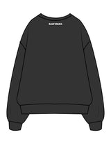 The Womens Crewneck - Washed Black - Saltvault Core - Left Chest & Back Neckline - Printed - White