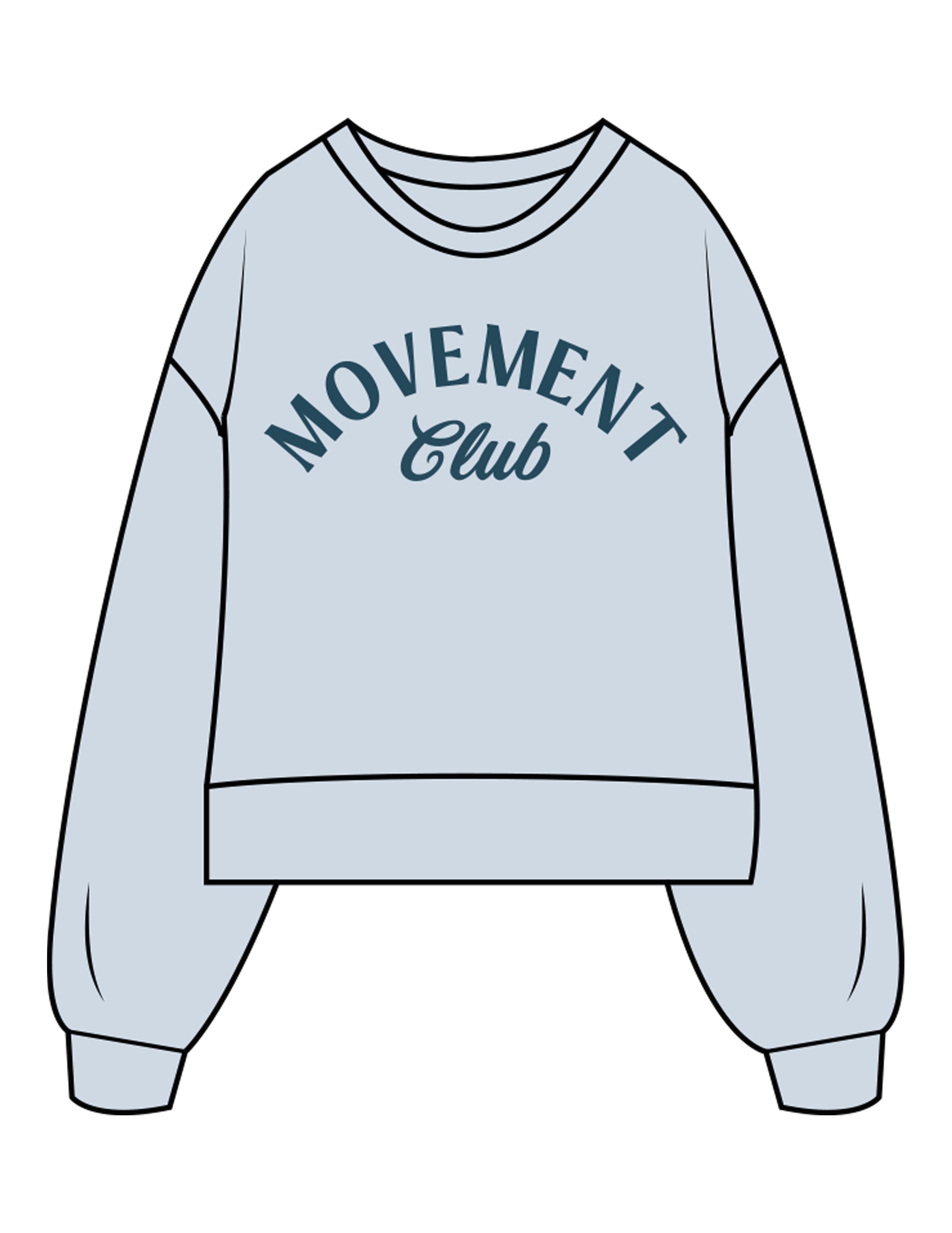 The Womens Heavyweight Crop - Denim Blue - Movement With Chels - Chest Stacked & Back Neckline - Printed - Dark Blue