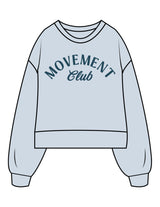 The Womens Heavyweight Crop - Denim Blue - Movement With Chels - Chest Stacked & Back Neckline - Printed - Dark Blue