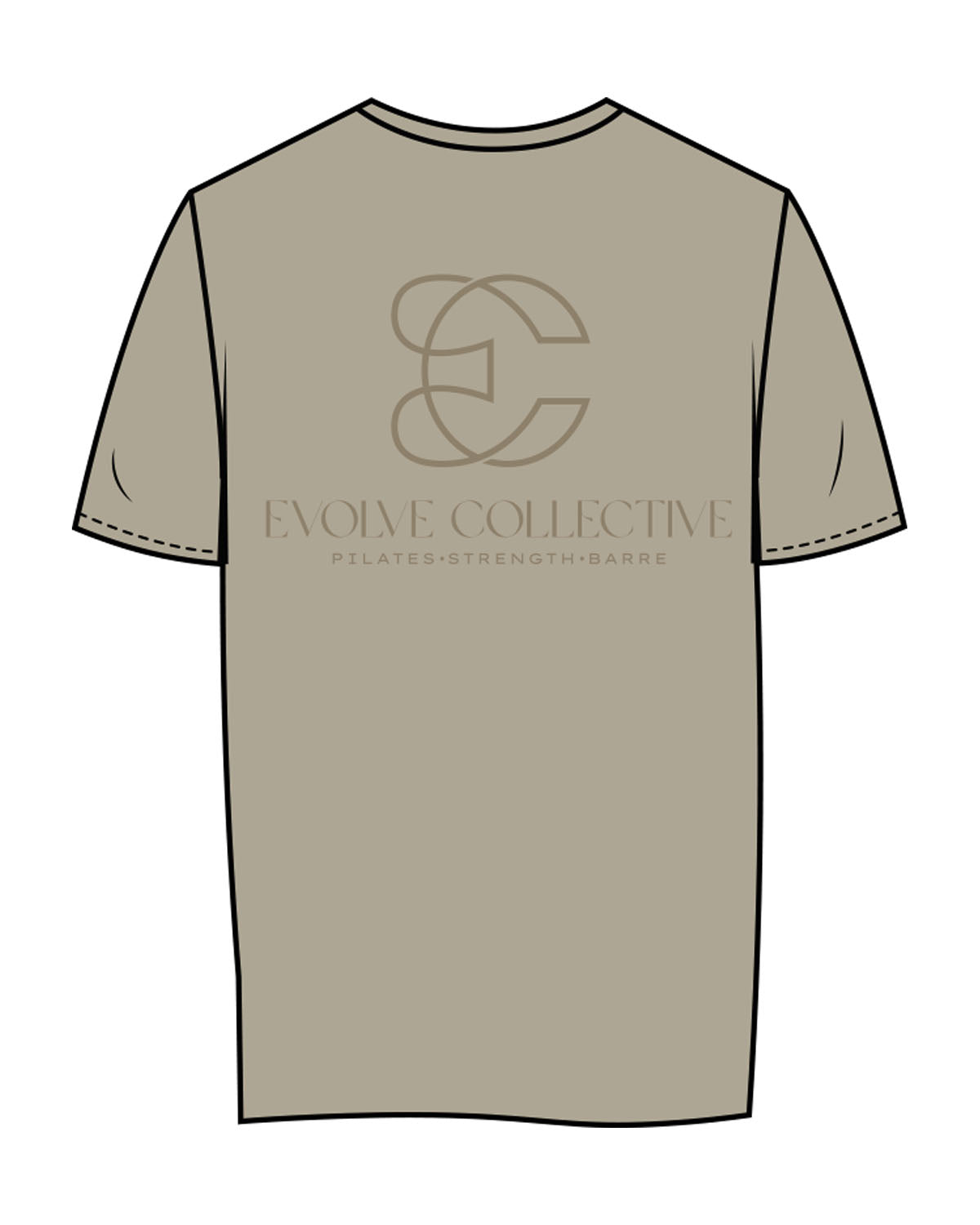 The Womens Tee - Eucalyptus - Evolve Collective - Left Chest & Back Stacked - Printed - Tone on Tone