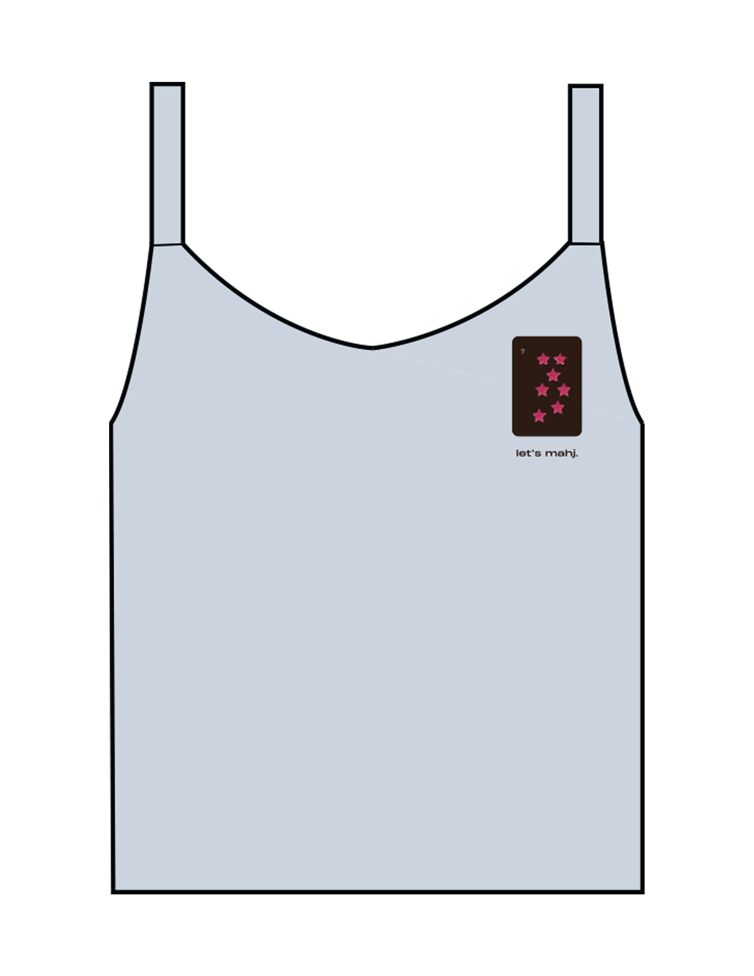 The Micro Rib Strappy Crop Tank - Baby Blue - Barnes. The Label - Left Chest Stars - Printed - Full Color