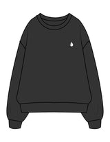 The Womens Crewneck - Washed Black - Saltvault Core - Left Chest & Back Neckline - Printed - White