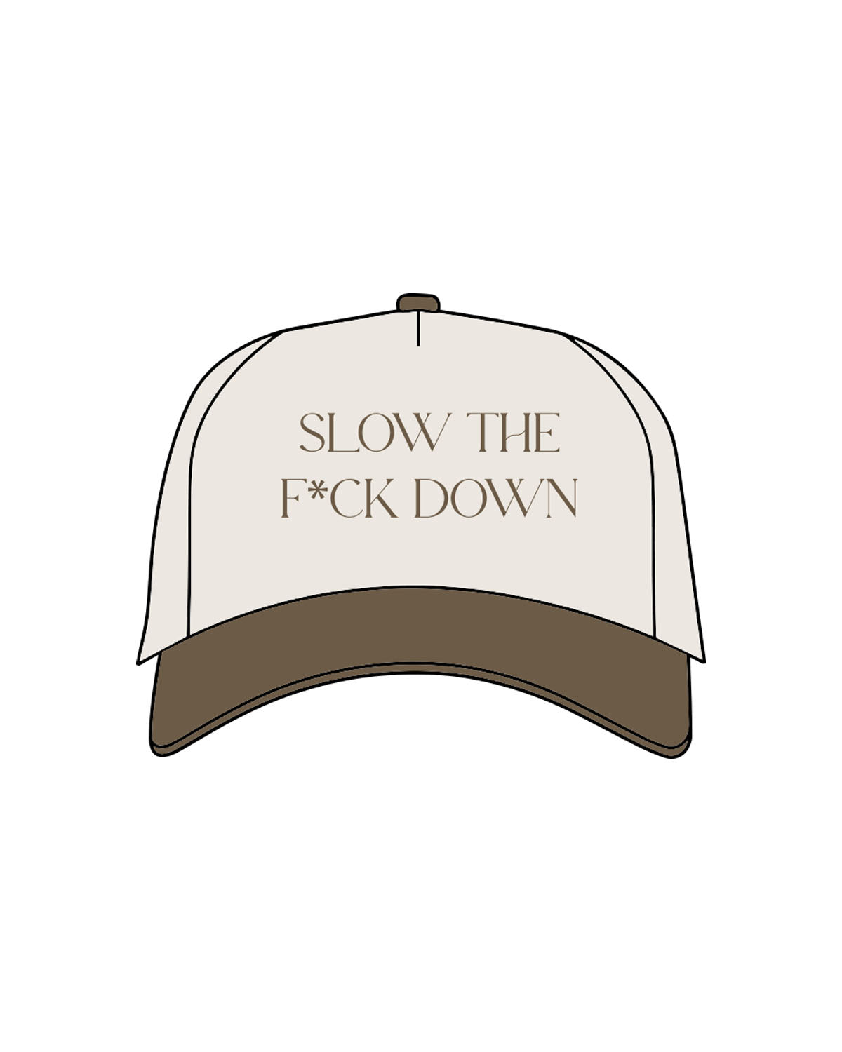 The Canvas Cap - Natural / Walnut - CORE REFORM - Center Crown "Printed" & Left side "Embroidered" - Walnut