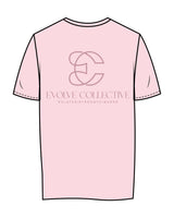 The Womens Tee - Pink - Evolve Collective - Left Chest & Back Stacked - Printed - Tone on Tone