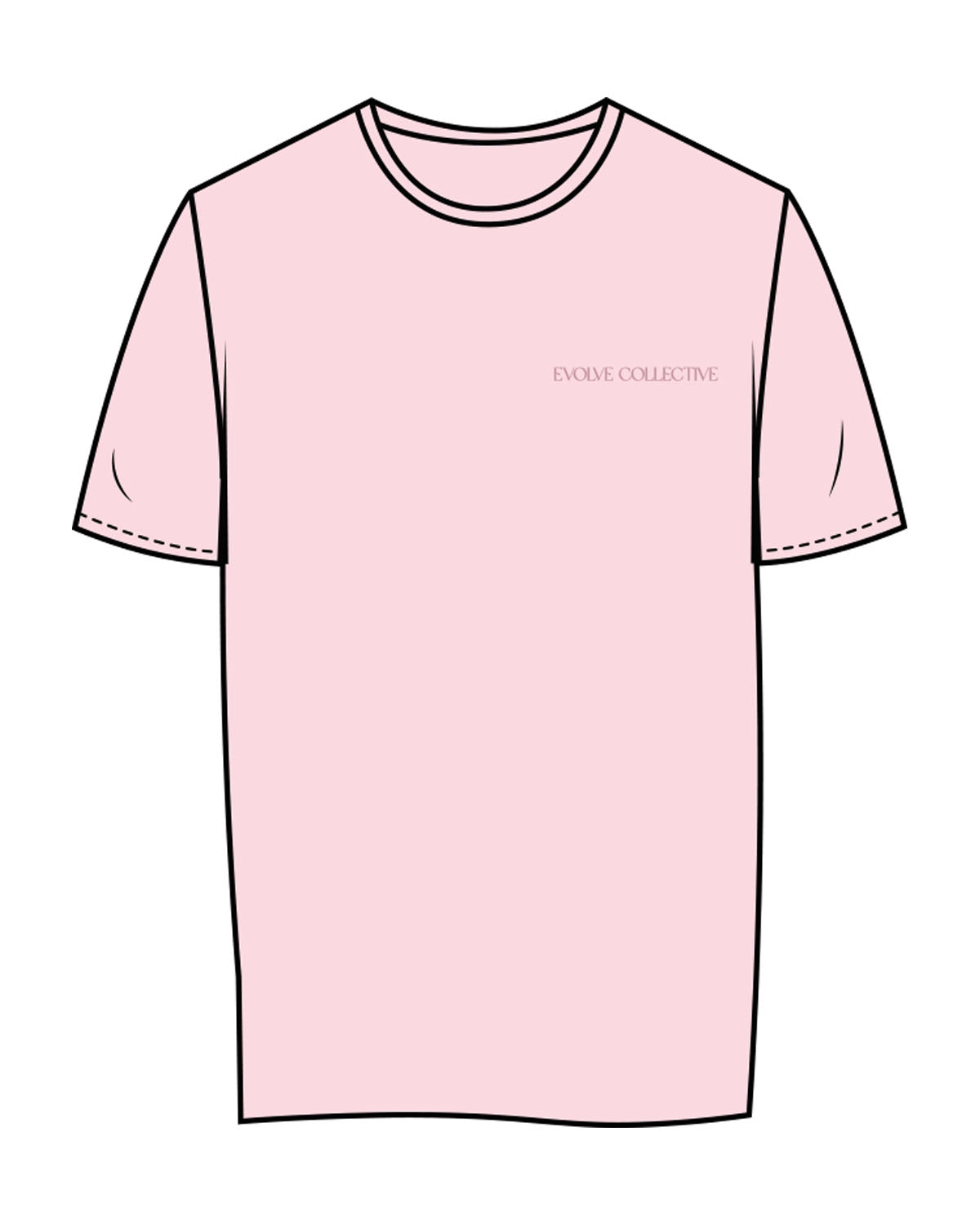The Womens Tee - Pink - Evolve Collective - Left Chest & Back Stacked - Printed - Tone on Tone
