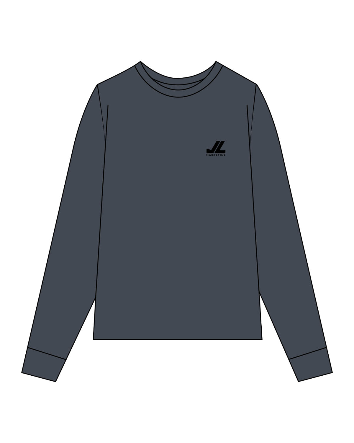 The Mens Long Sleeve - Petrol - JL Marketing - Left Chest - Printed - Black