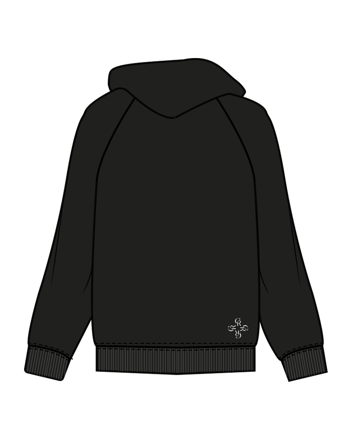 The Mens Classic Hoodie - Black - Core Reform - Left Chest & Back Left Corner - Printed - White