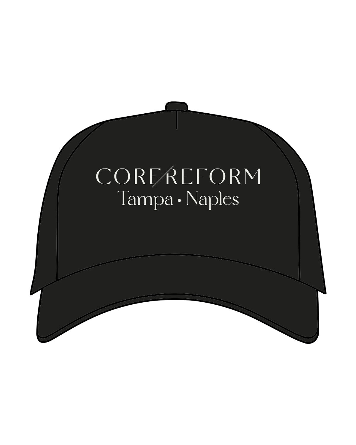 The Canvas Cap - Black - CORE REFORM - Center Crown - Printed - Ecru