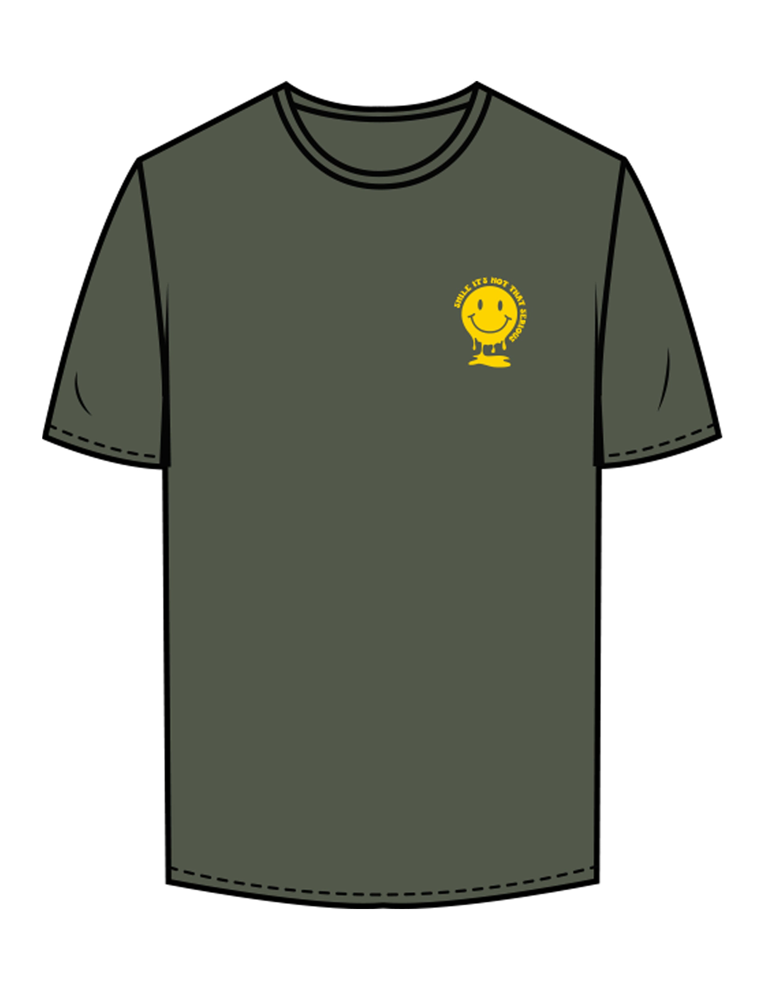 The Mens Tee - Cypress - Try Smile Collective - Left Chest & Back Smiley - Printed - Yellow