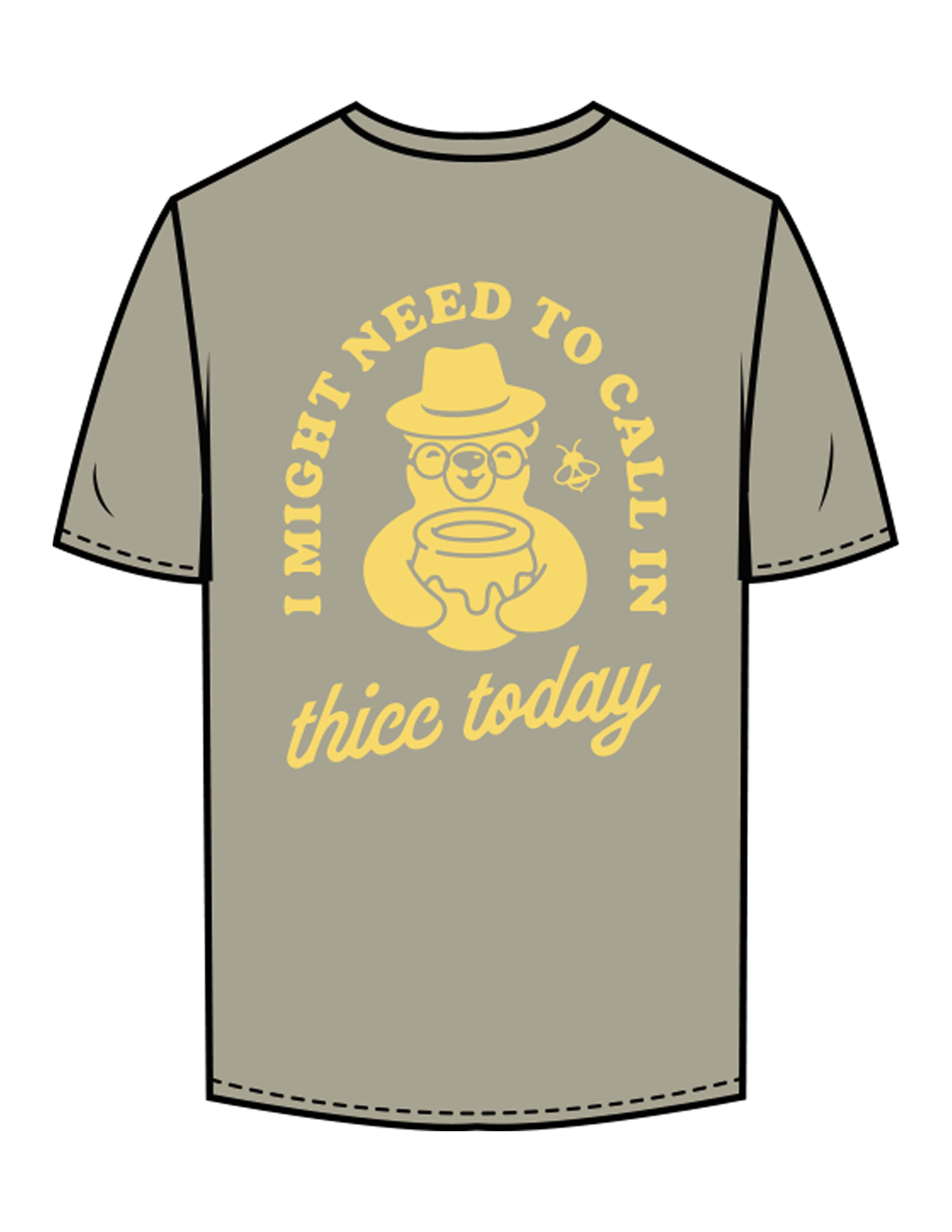 The Mens Tee - Eucalyptus - Try Smile Collective - Center Chest & Back Bear - Printed - Light Yellow