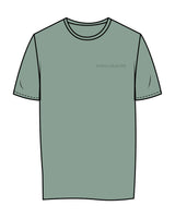 The Womens Tee - Sage - Evolve Collective - Left Chest & Back Stacked - Printed - Tone on Tone