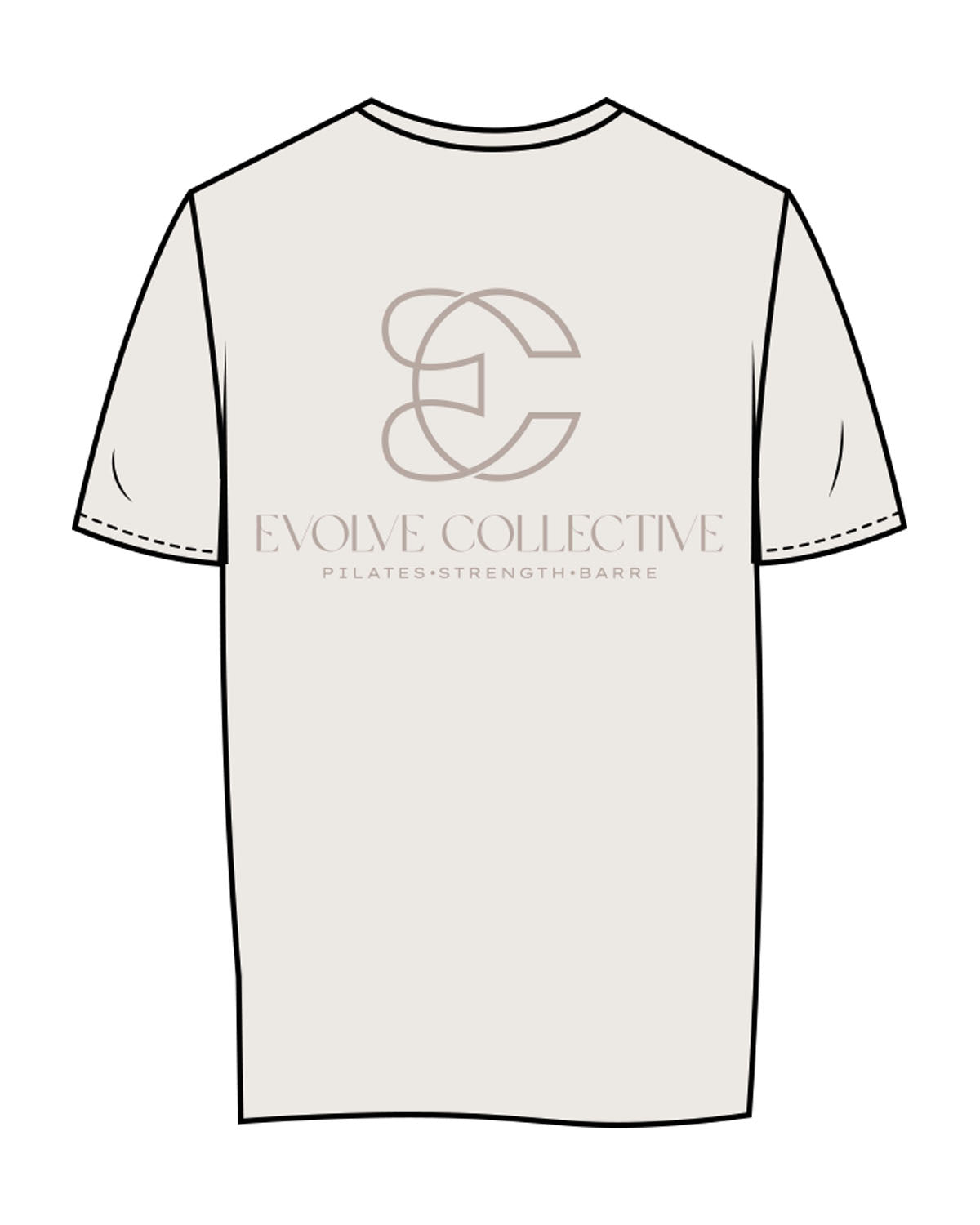 The Womens Tee - Bone - Evolve Collective - Left Chest & Back Stacked - Printed - Tone on Tone
