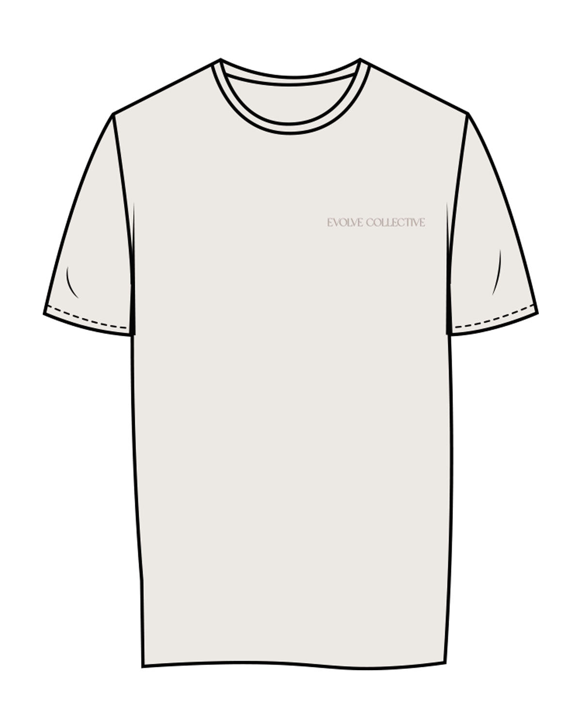 The Womens Tee - Bone - Evolve Collective - Left Chest & Back Stacked - Printed - Tone on Tone