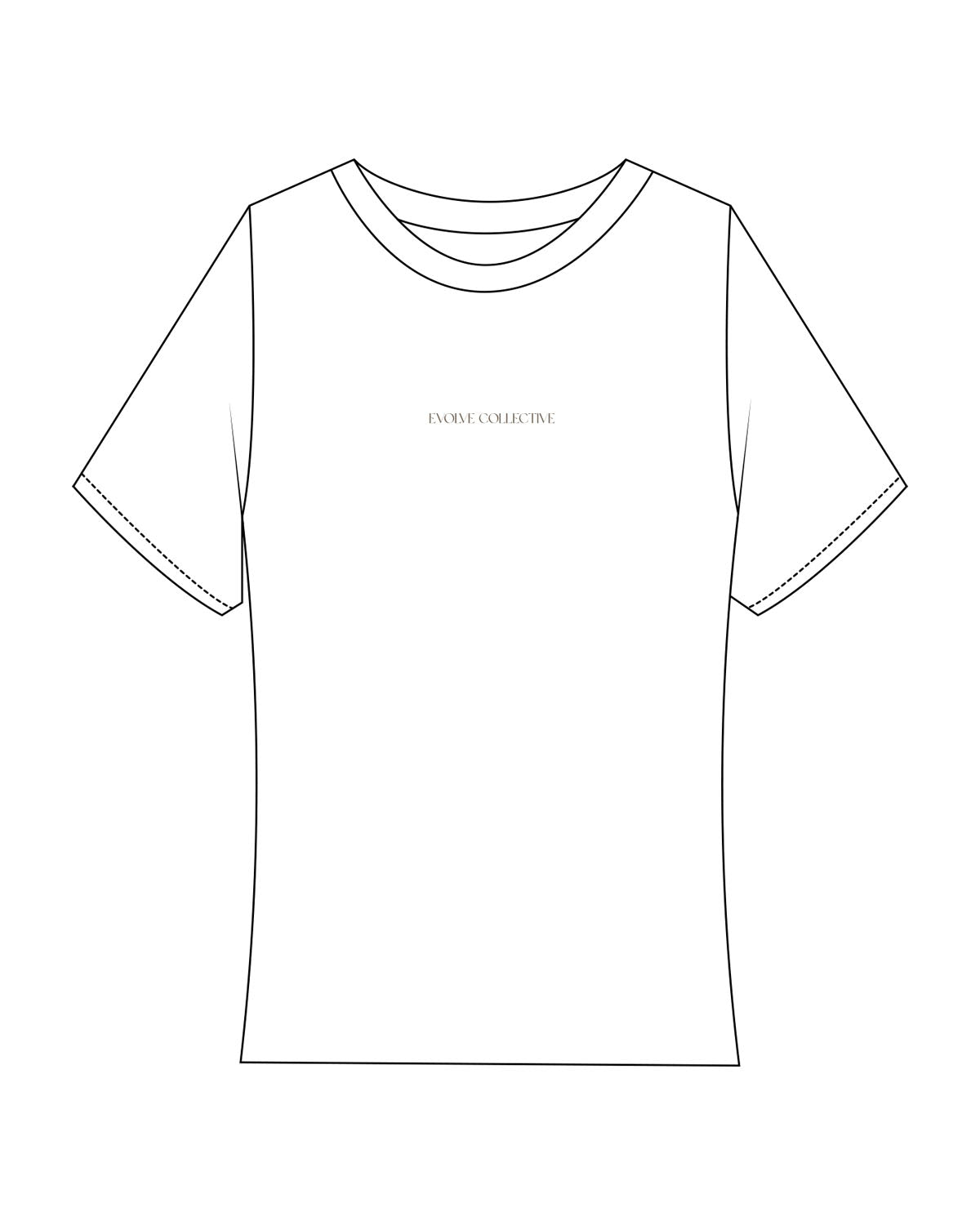 The Ribbed Baby Tee - White - Evolve Collective - Center Chest - EMB - Brown