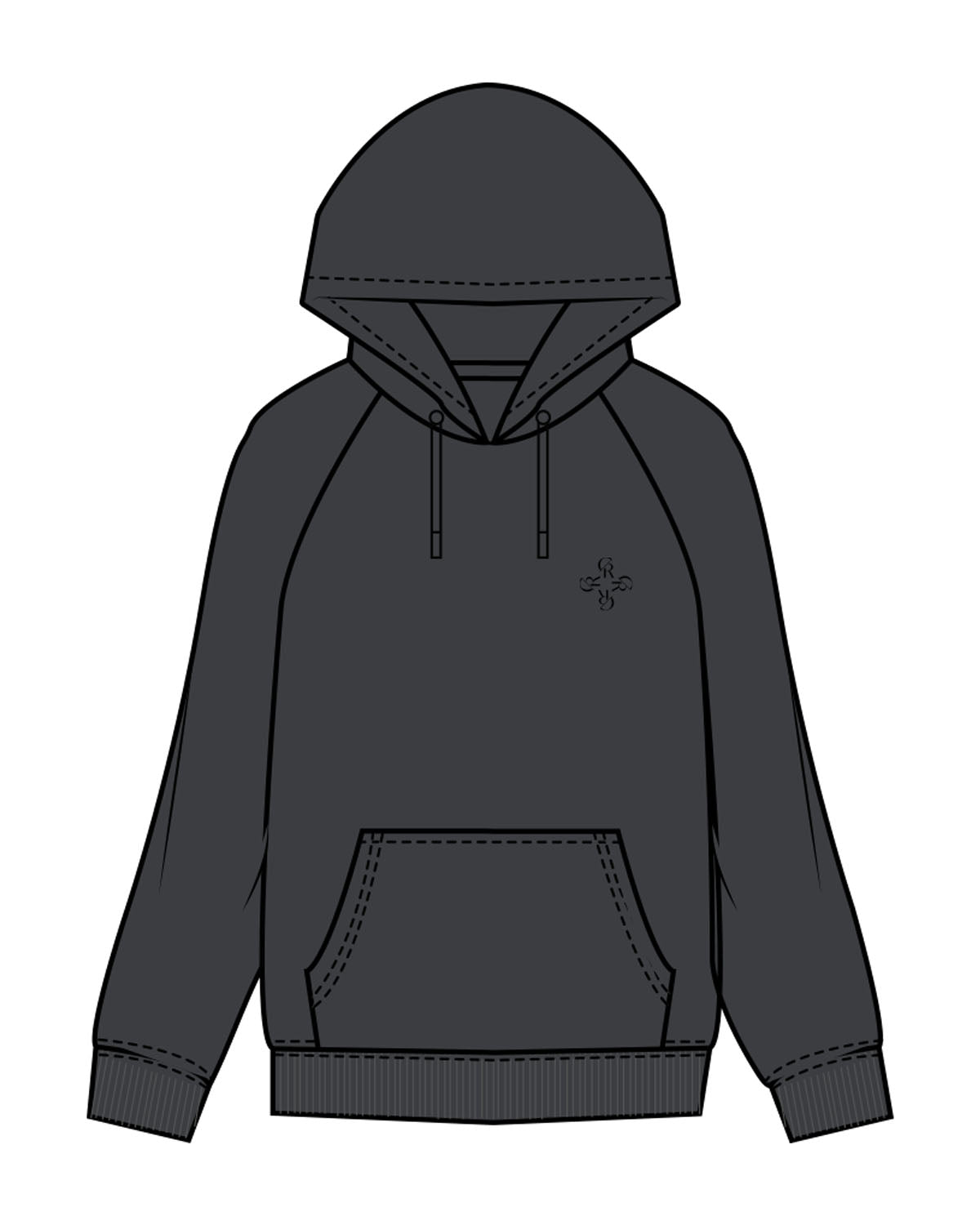 The Mens Heavyweight Hoodie - Coal - Core Reform - Left Chest & Back Stacked - Printed - Black