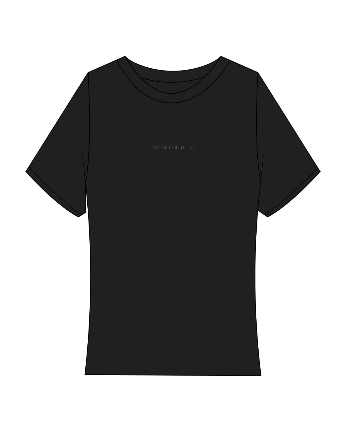 The Ribbed Baby Tee - Black - Evolve Collective - Center Chest - EMB - Brown