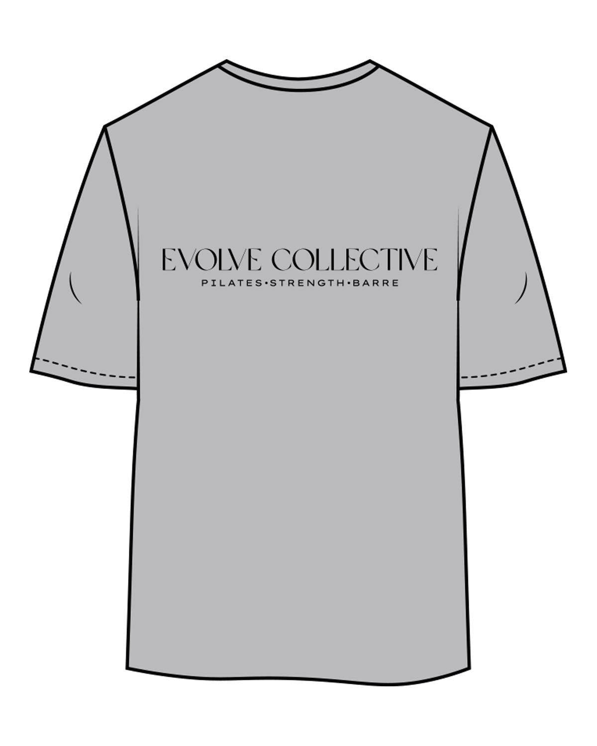 The Womens Oversized Tee - Storm - Evolve Collective - Left Chest & Back Stacked - Printed - Black