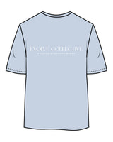 The Womens Oversized Tee - Powder - Evolve Collective - Left Chest & Back Stacked - Printed - White