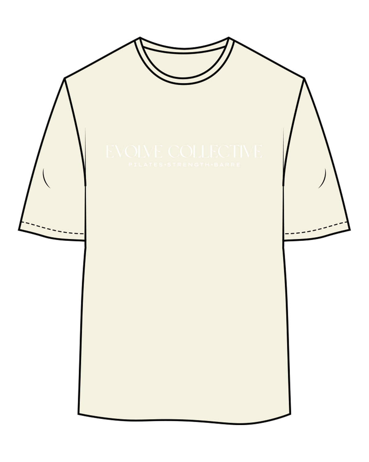 The Womens Oversized Tee - Butter - Evolve Collective - Center Chest Stacked - Printed - White