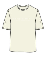 The Womens Oversized Tee - Butter - Evolve Collective - Center Chest Stacked - Printed - White