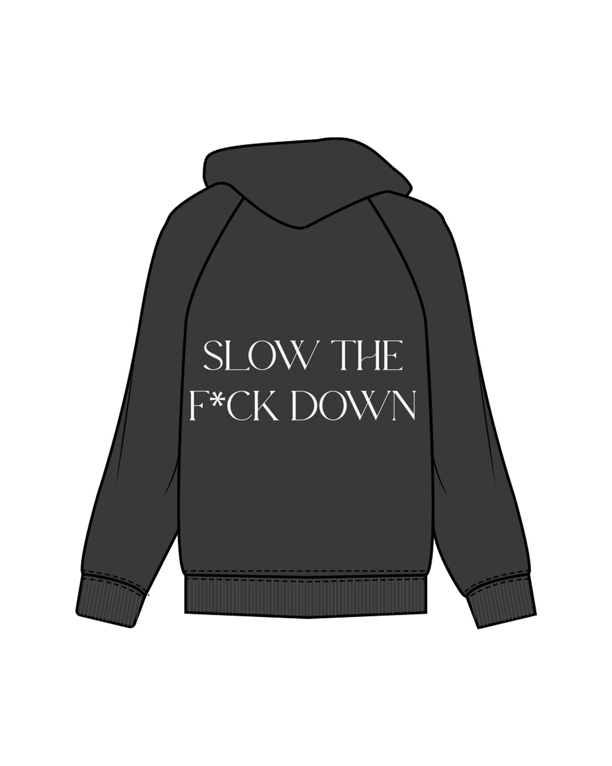 The Mens Zip Hoodie - Washed Black - Core Reform - Left Chest & Back Stacked - Printed - Chalk