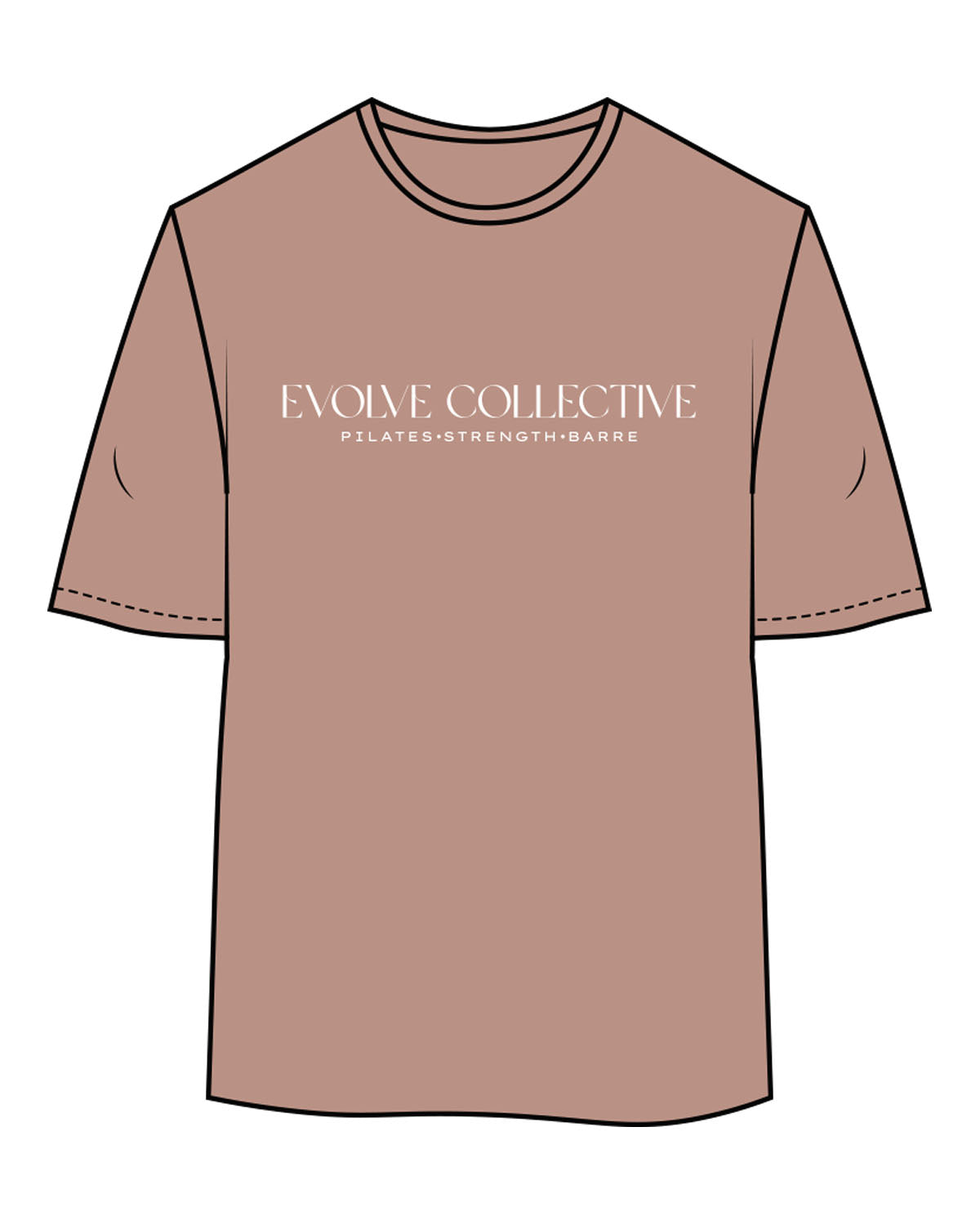 The Womens Oversized Tee - Clay - Evolve Collective - Center Chest Stacked - Printed - White