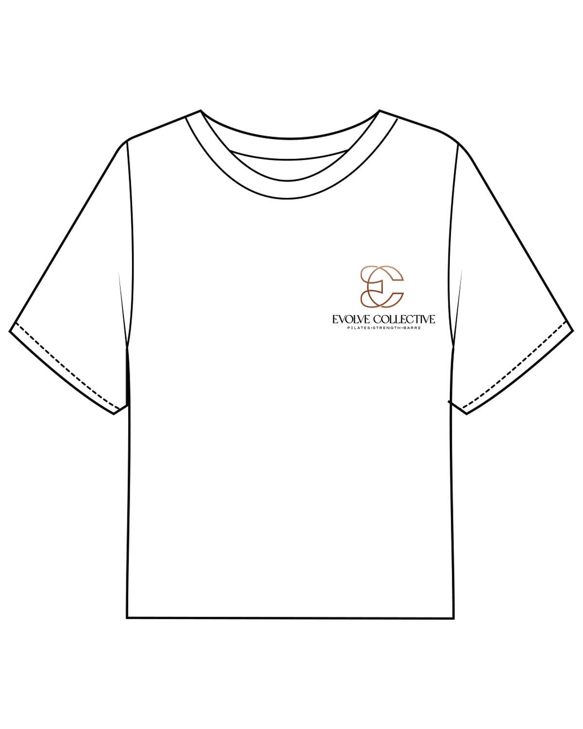 The Boxy Crop Tee - White - Evolve Collective - Left Chest Stacked - Printed - Full Color