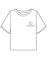 The Boxy Crop Tee - White - Evolve Collective - Left Chest Stacked - Printed - Full Color