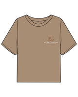 The Boxy Crop Tee - Sand - Evolve Collective -  Evolve Collective - Left Chest Stacked - Printed - Full Color