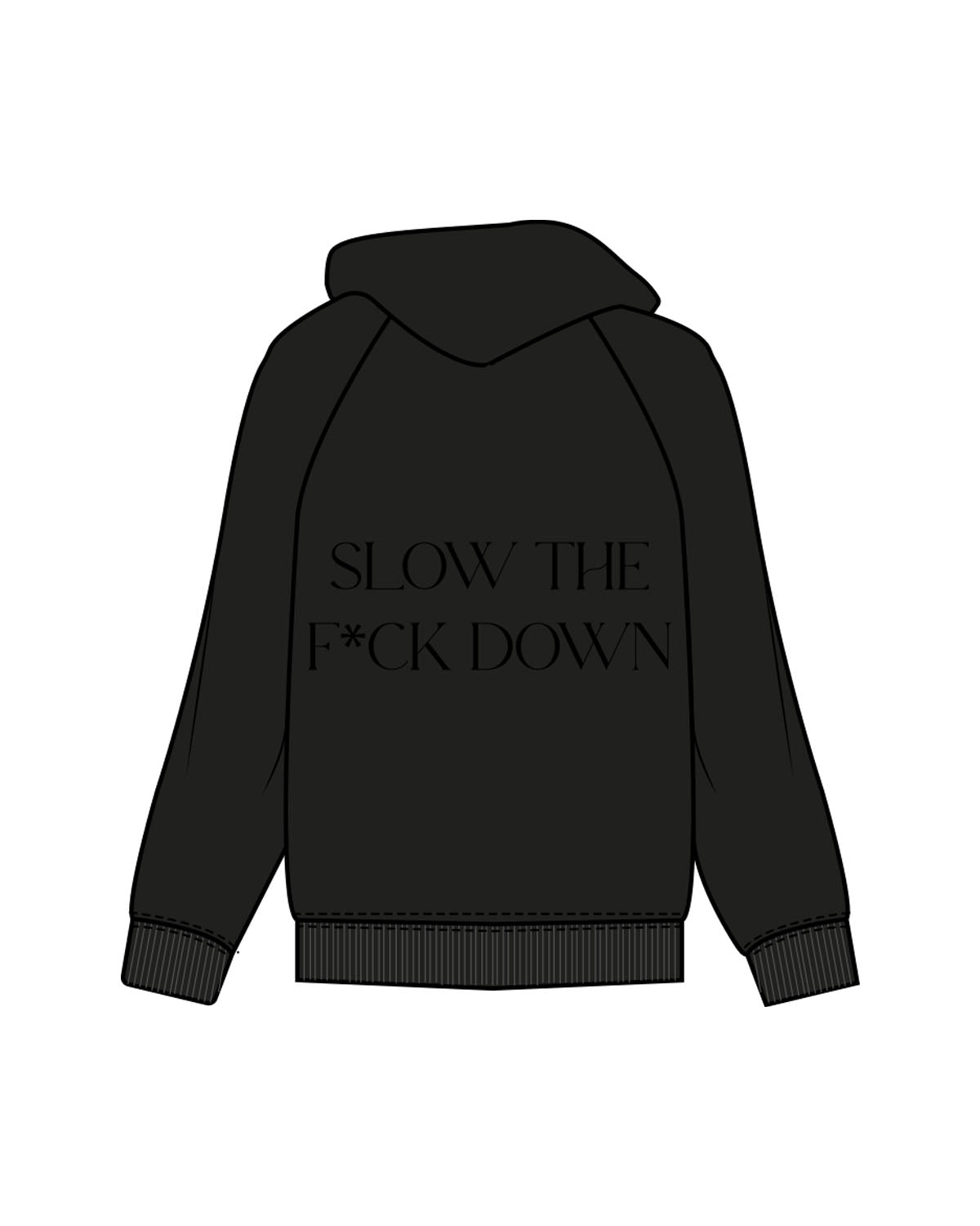 The Mens Zip Hoodie - Black - Core Reform - Left Chest & Back Stacked - Printed - Tone on Tone