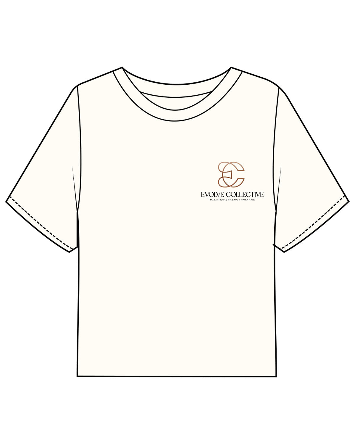 The Boxy Crop Tee - Off White - Evolve Collective - Left Chest Stacked - Printed - Full Color