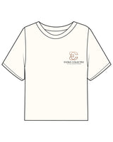 The Boxy Crop Tee - Off White - Evolve Collective - Left Chest Stacked - Printed - Full Color