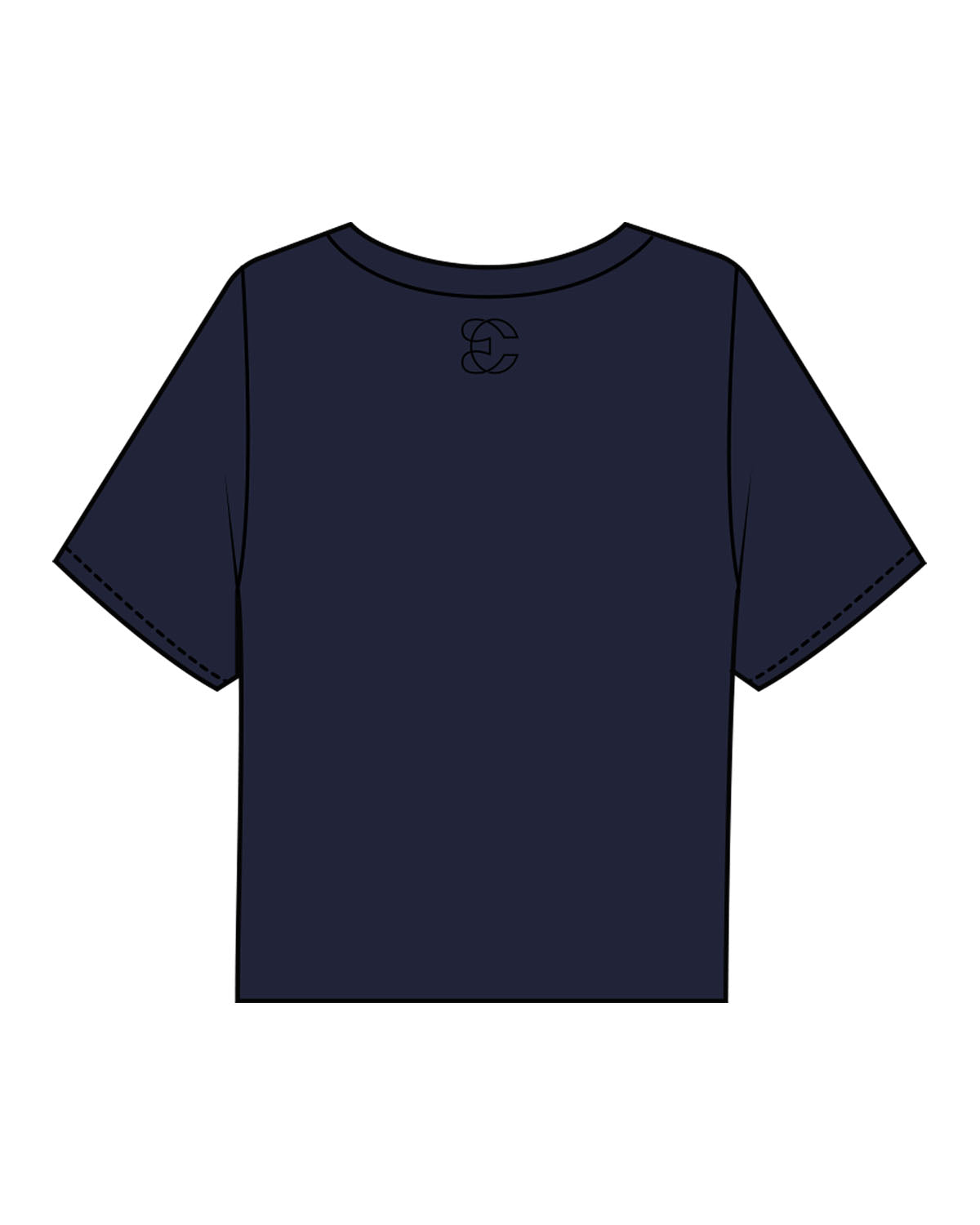 The Boxy Crop Tee - Navy - Evolve Collective - Center Chest Stacked & Back Neckline - Printed - Black