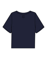 The Boxy Crop Tee - Navy - Evolve Collective - Center Chest Stacked & Back Neckline - Printed - Black