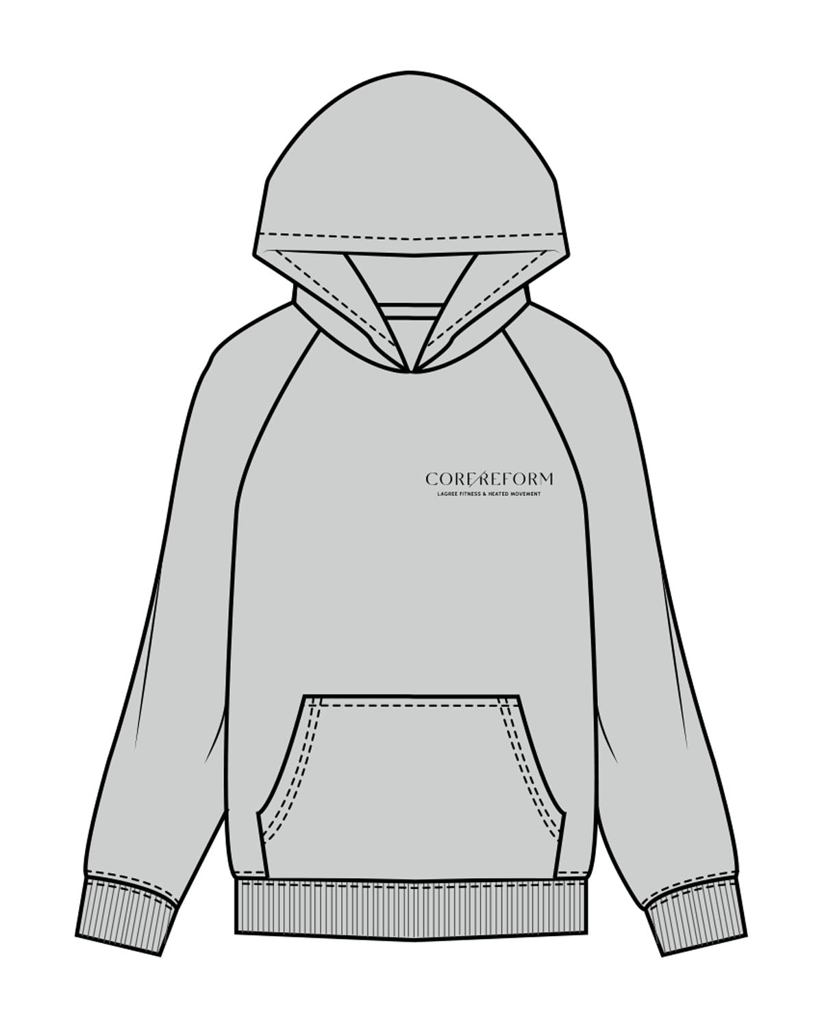 The Mens Hoodie - Storm - Core Reform - Left Chest Stacked - Printed - White