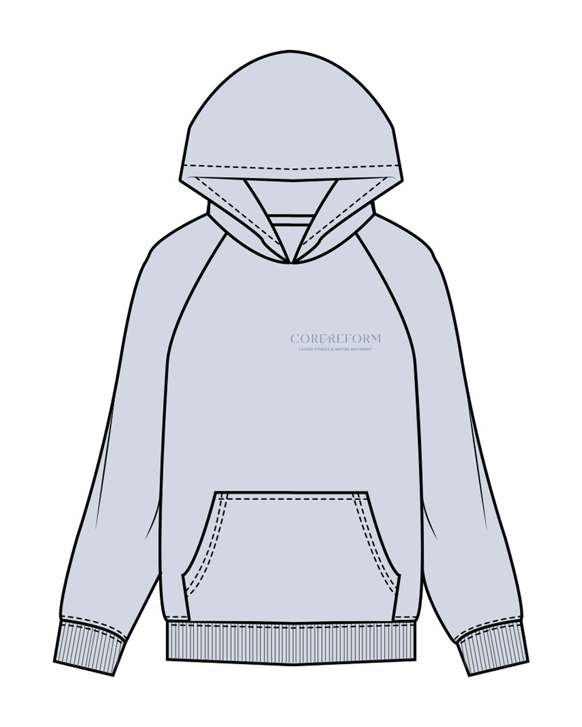 The Mens Hoodie - Washed Powder - Core Reform - Left Chest Stacked - Printed - Tone on Tone