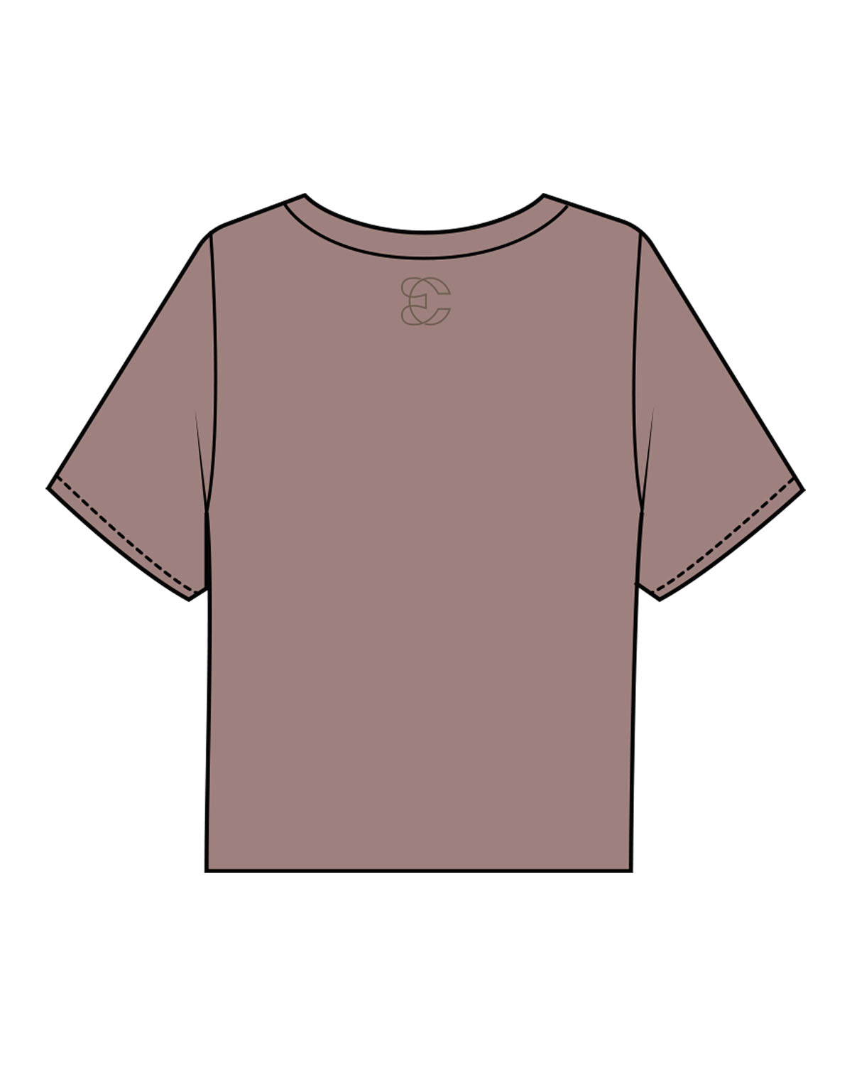 The Boxy Crop Tee - Mauve - Evolve Collective - Center Chest Stacked & Back Neckline - Printed - Brown