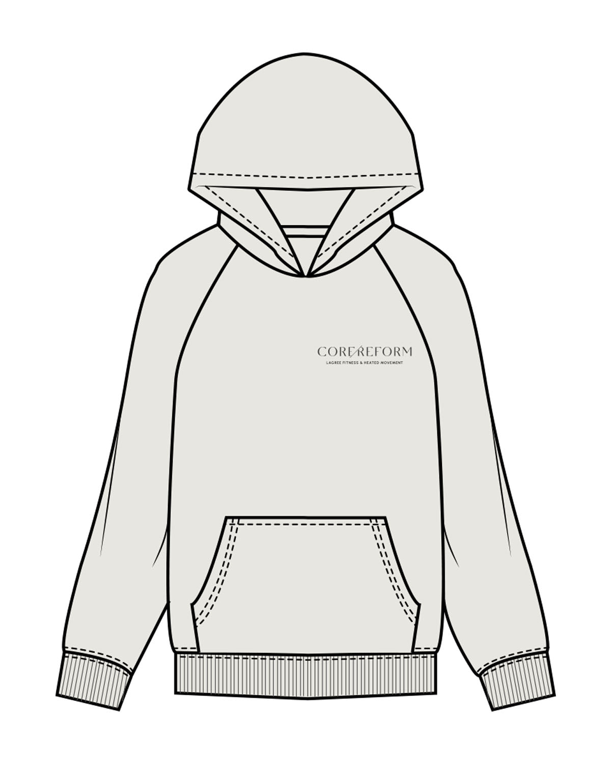 The Mens Hoodie - Washed Bone - Core Reform - Left Chest Stacked - Printed - Washed Black