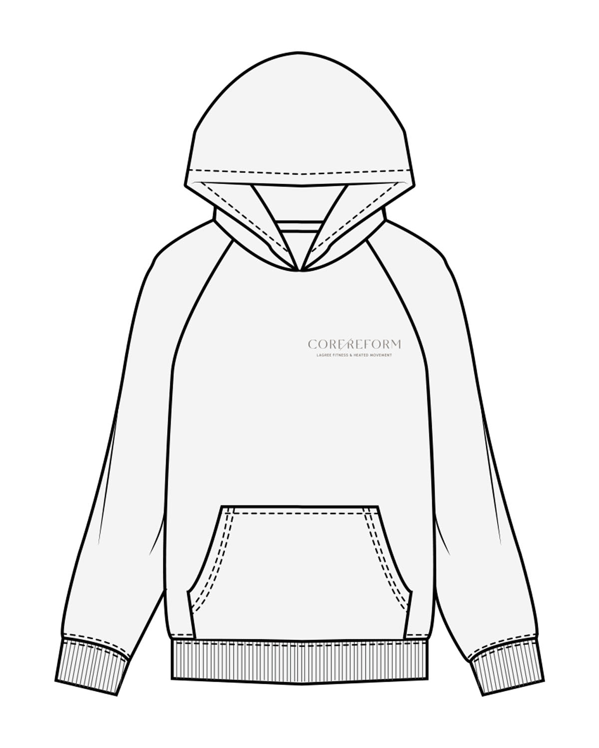 The Mens Hoodie - White Heather  - Core Reform - Left Chest Stacked - Printed - Gray