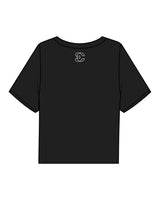 The Boxy Crop Tee - Black - Evolve Collective - Center Chest Stacked & Back Neckline - Printed - White