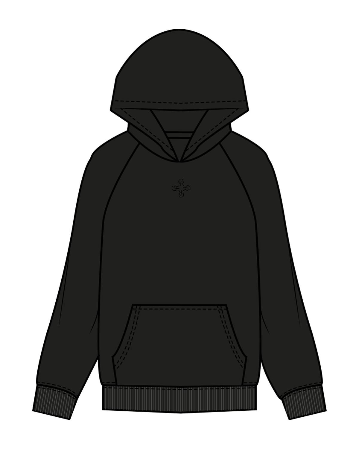 The Mens Hoodie - Black - Core Reform - Center Chest - Printed - Tone on Tone