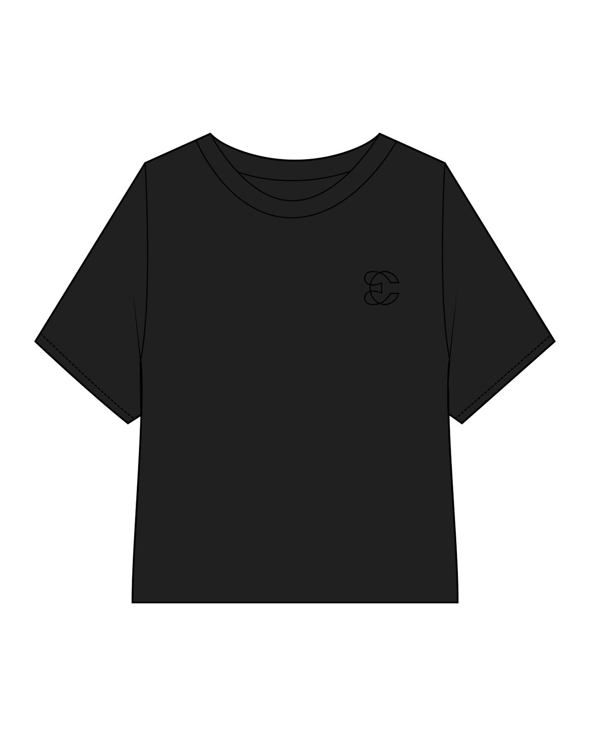 The Crop Terry Tee - Black - Evolve Collective - Left Chest - EMB - Tone on Tone