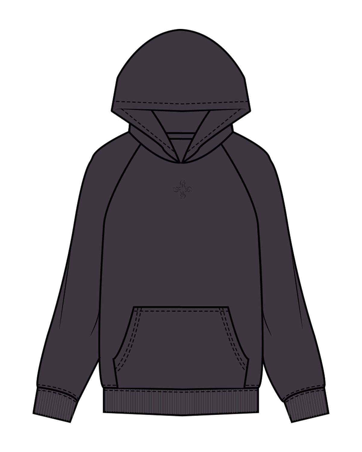 The Mens Hoodie - Ink - Core Reform - Center Chest - Printed - Tone on Tone
