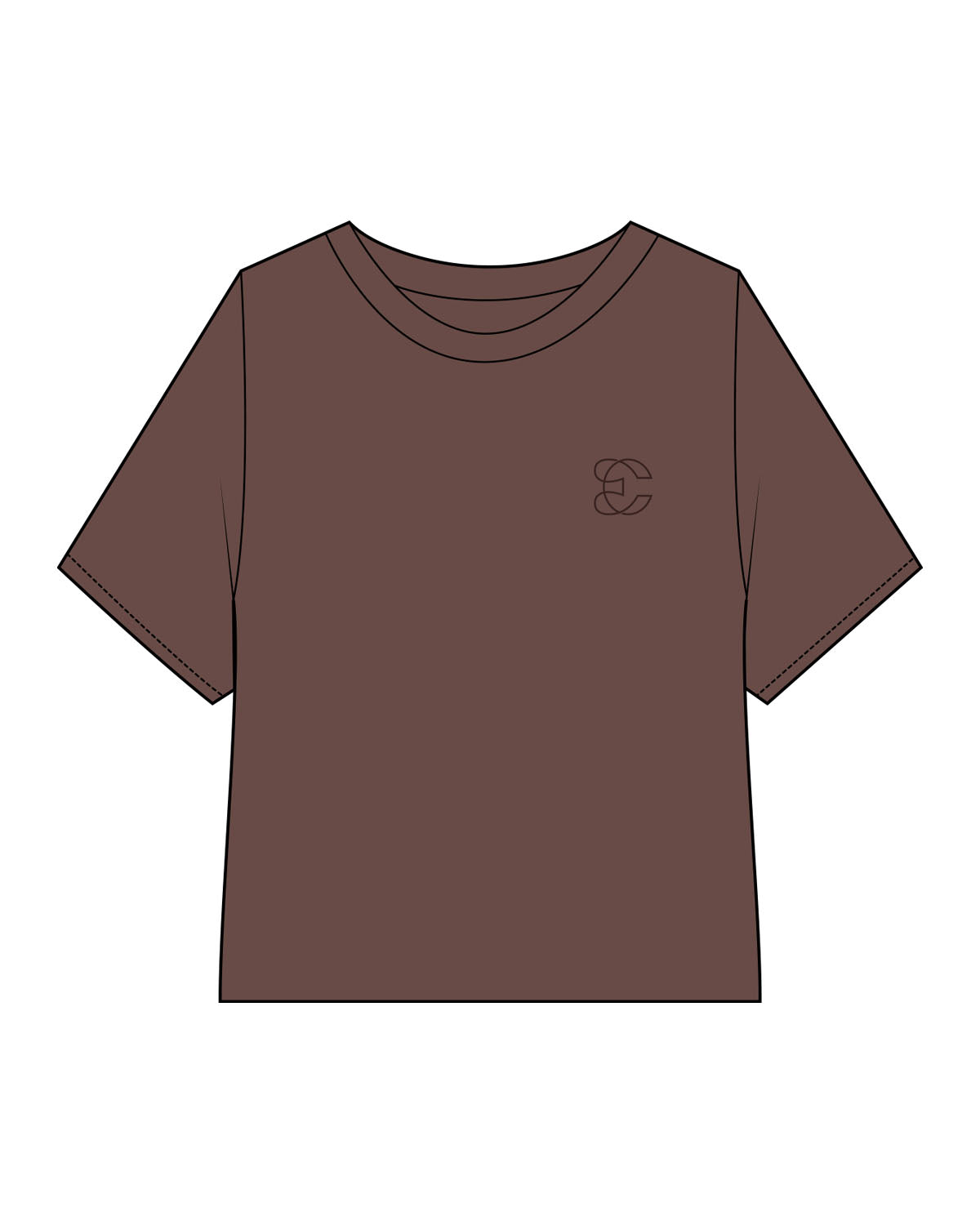 The Crop Terry Tee - Cacao - Evolve Collective - Left Chest - EMB - Tone on Tone