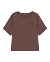 The Crop Terry Tee - Cacao - Evolve Collective - Left Chest - EMB - Tone on Tone