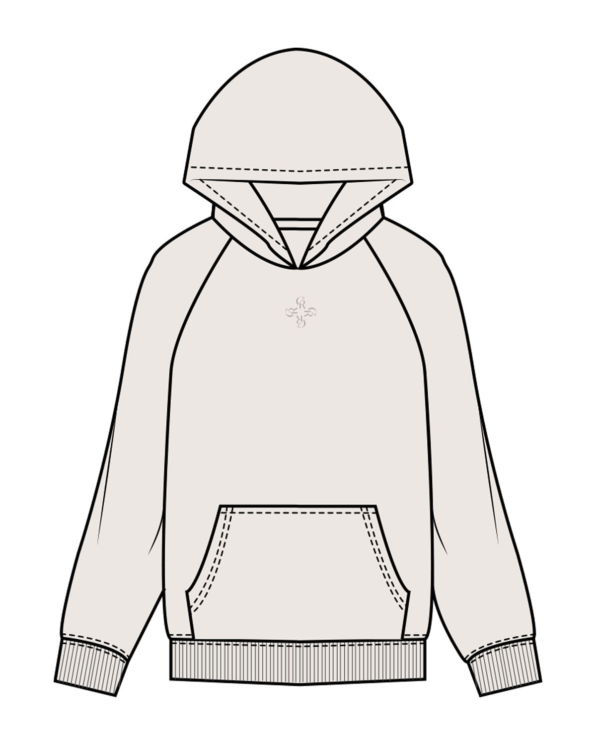 The Mens Hoodie - Bone - Core Reform - Center Chest - Printed - Tone on Tone